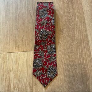 Vintage Oscar de la Renta Red‎ Paisley Tie 100% silk